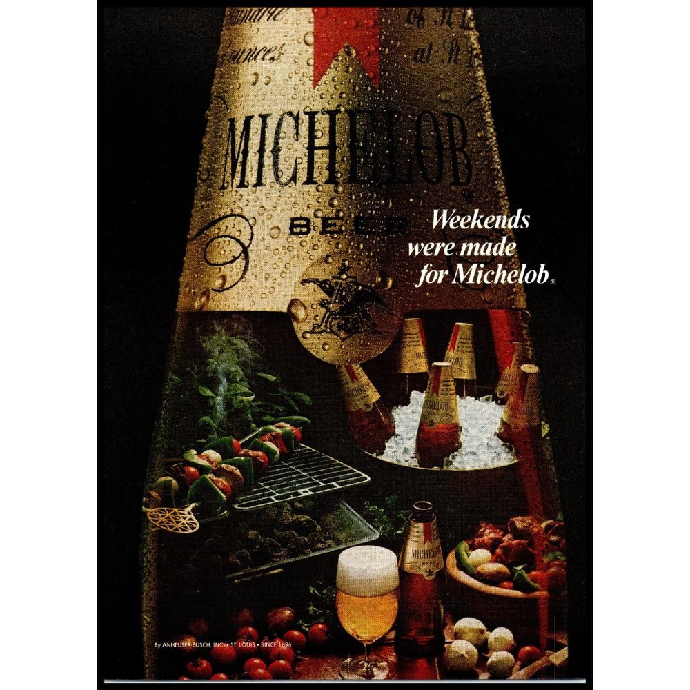 1979 Michelob Beer Vintage Print Ad Tailgate Weekend On Ice Grill Kabob Wall Art